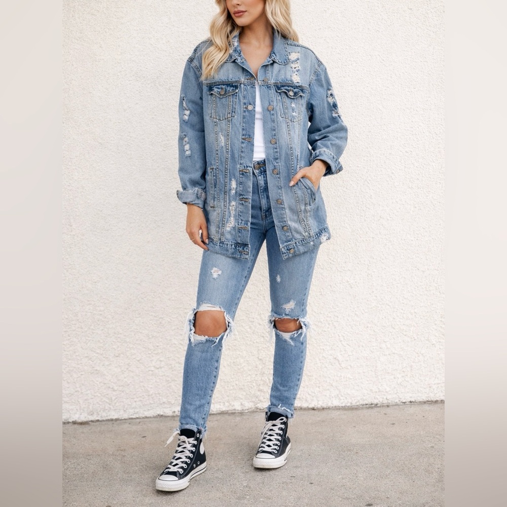 Distressed Blue Denim Jeans